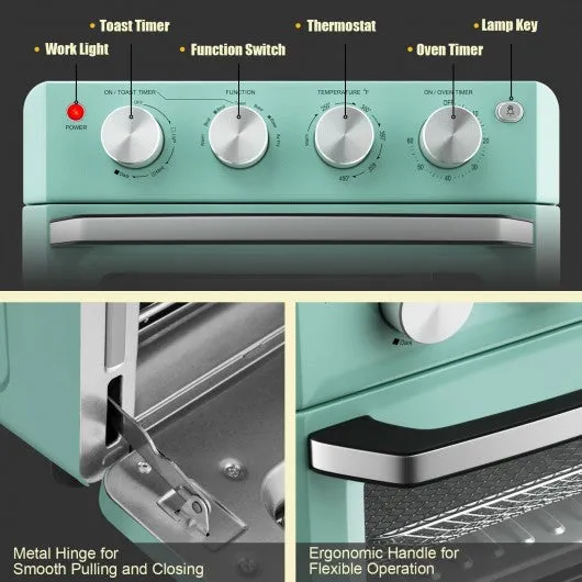 19 Qt Dehydrate Convection Air Fryer Toaster Oven with 5 Accessories-Green