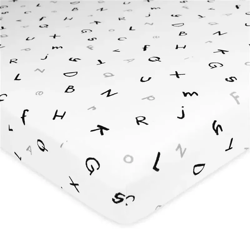 American Baby -100% Cotton Knit 5.7 Oz Value Jersey Fitted Bassinet Sheet 15 X 33 X 4, Grey Alphabet