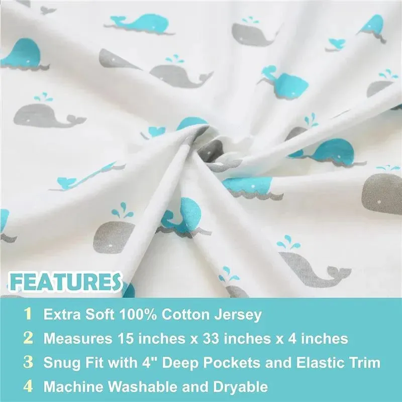 American Baby -100% Cotton Knit 5.7 Oz Value Jersey Fitted Bassinet Sheet 15 X 33 X 4, Grey Alphabet