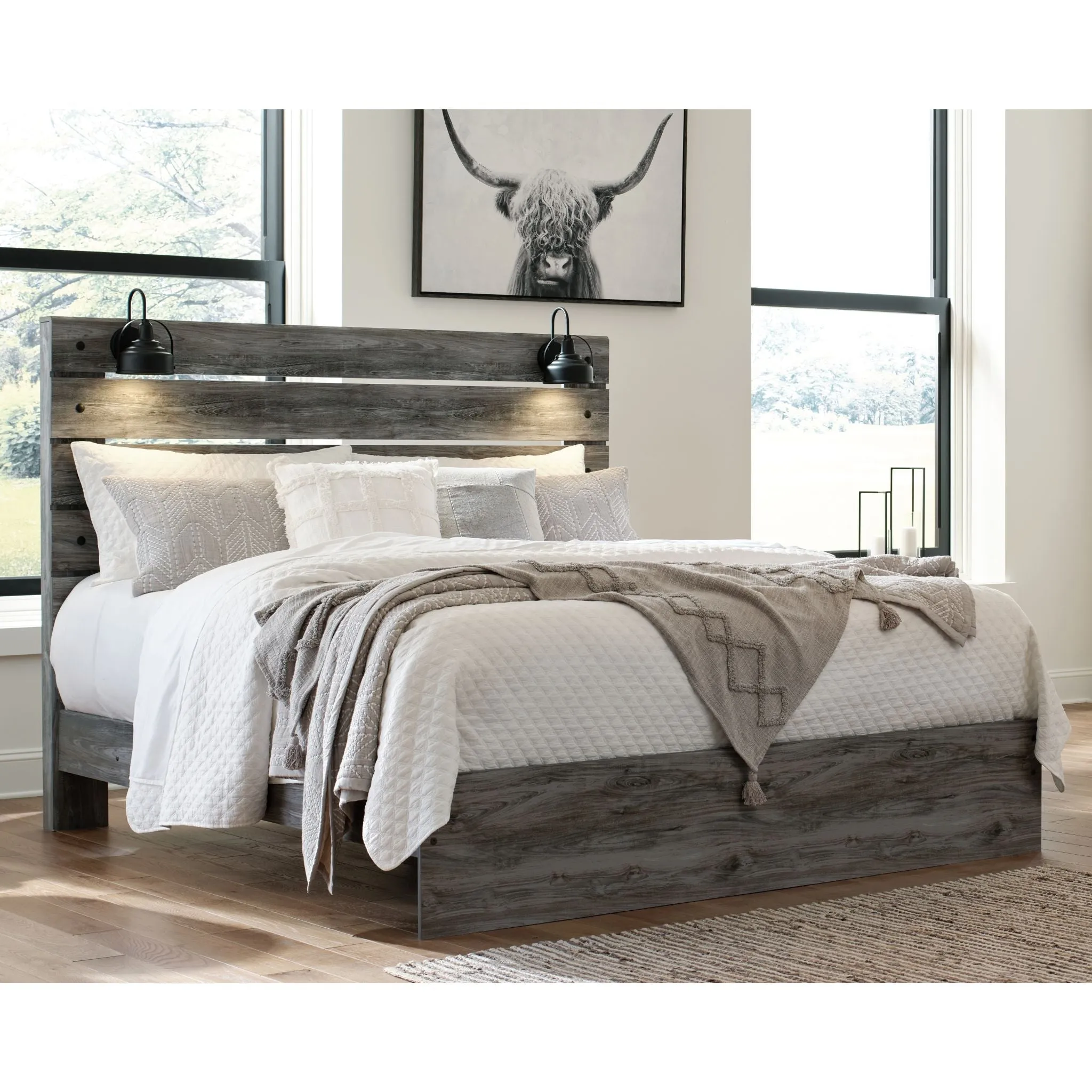 Baystorm 3 Piece King Panel Bed - Gray