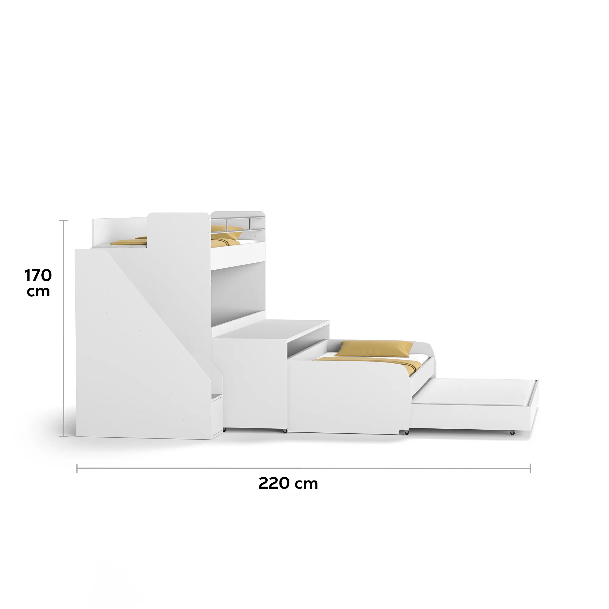 Bel Mondo Long Single Loft Bed with Desk Set