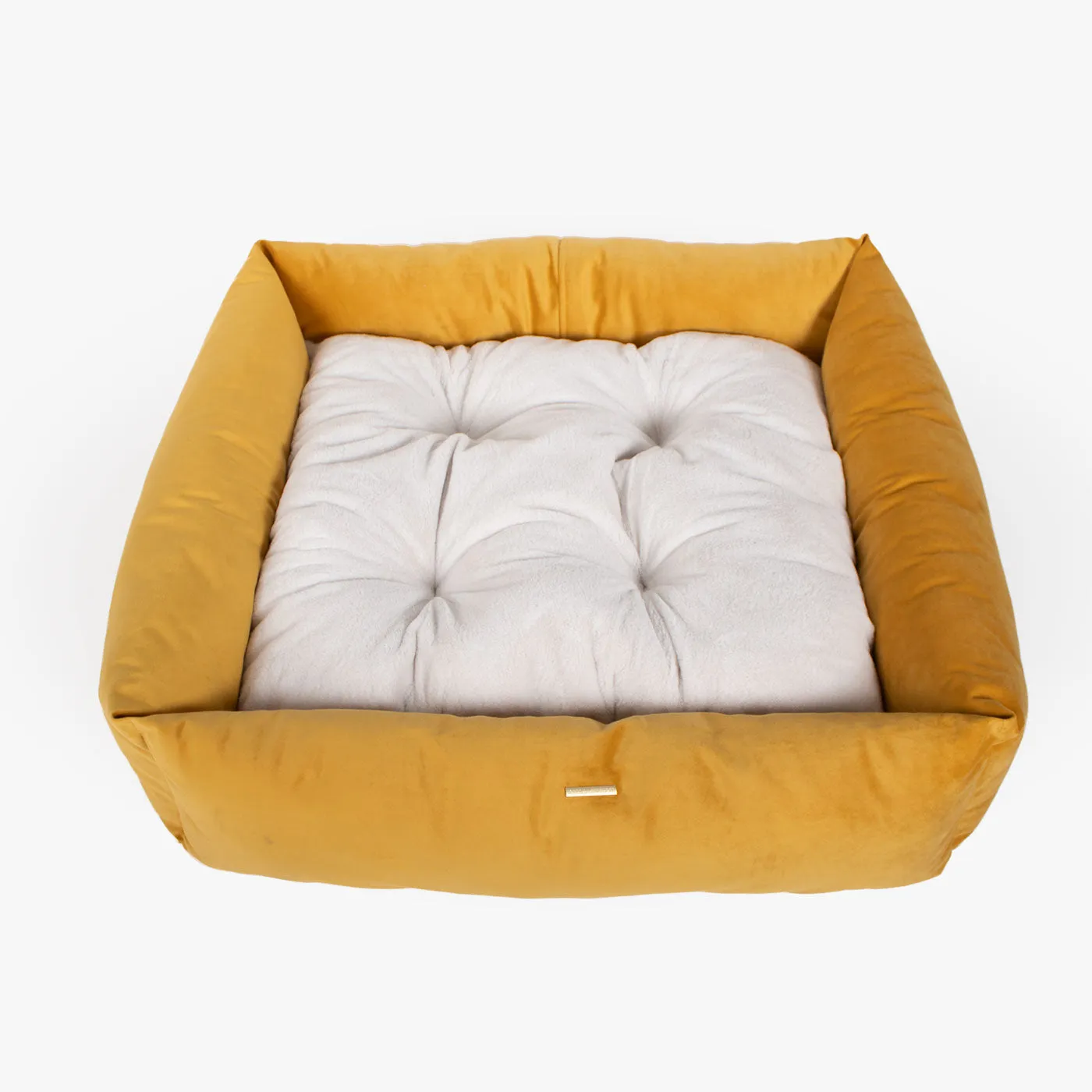 Box Bed In Saffron Velvet by Lords & Labradors
