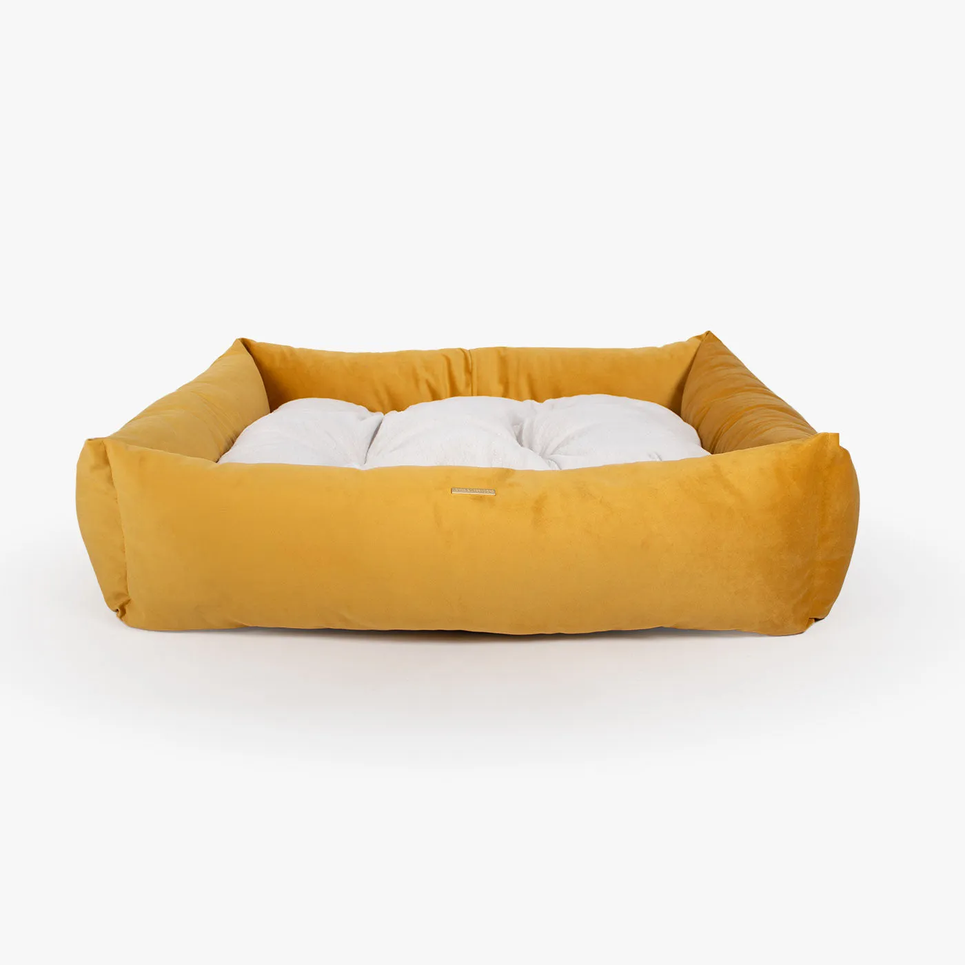 Box Bed In Saffron Velvet by Lords & Labradors