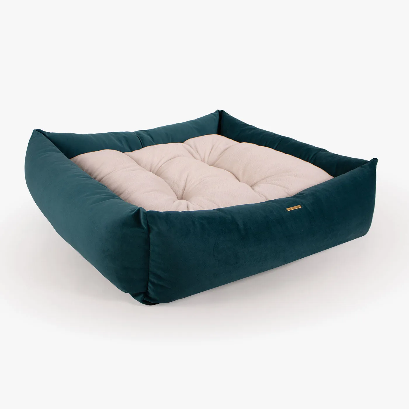 Box Bed With Removable Covers In Marine Velvet by Lords & Labradors