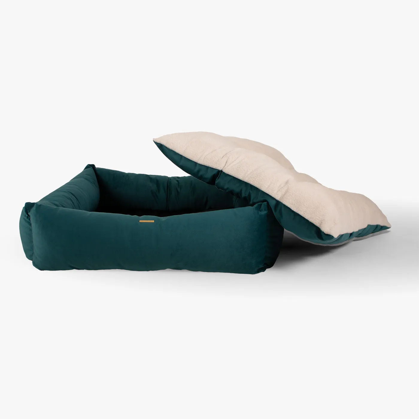 Box Bed With Removable Covers In Marine Velvet by Lords & Labradors