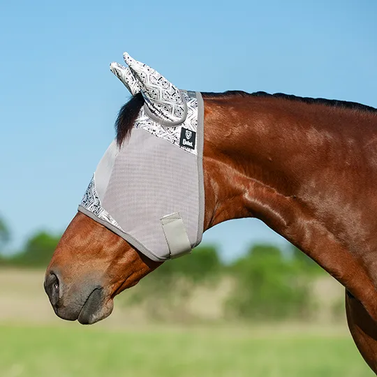 Cashel Pattered Crusader Average Horse Sized Fly Mask with Ears- Tundra
