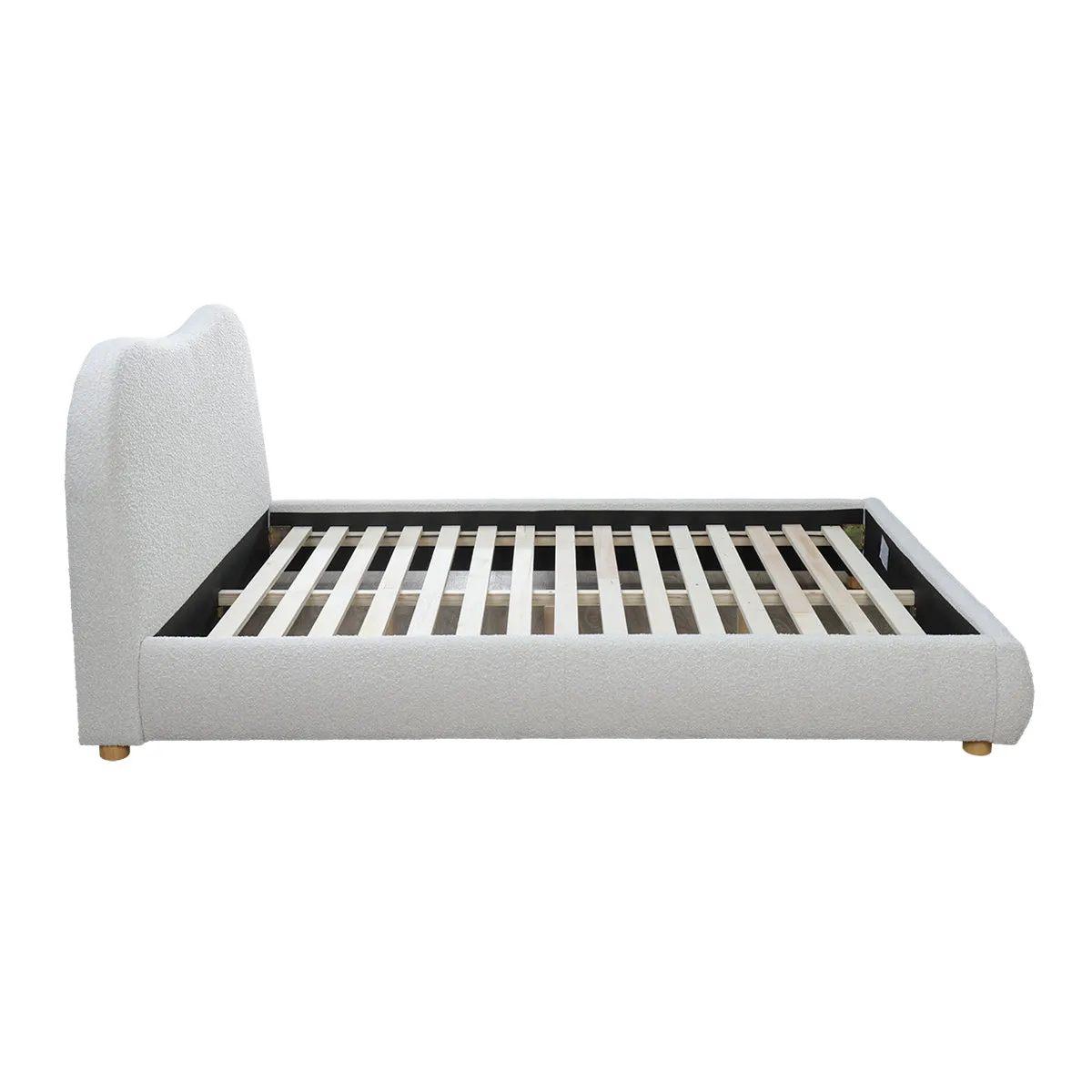 Cloud Boucle Queen Bed (Oak, Cream)