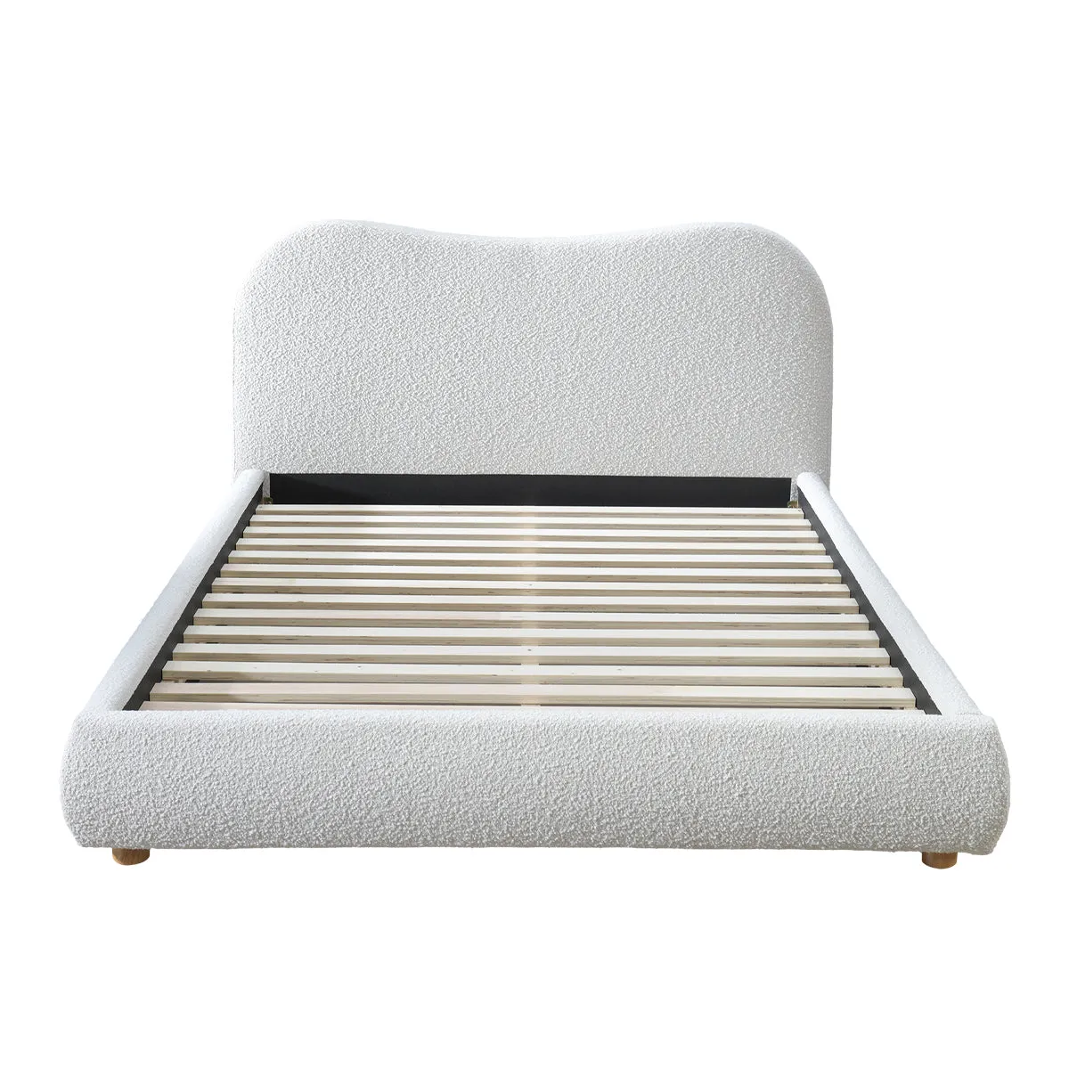 Cloud Boucle Queen Bed (Oak, Cream)
