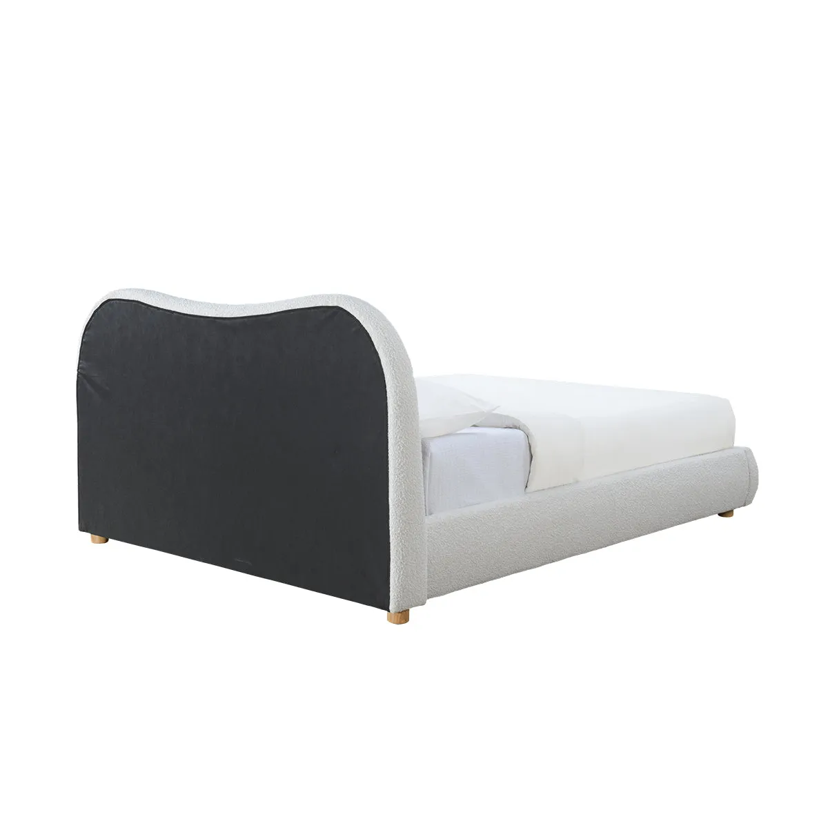 Cloud Boucle Queen Bed (Oak, Cream)