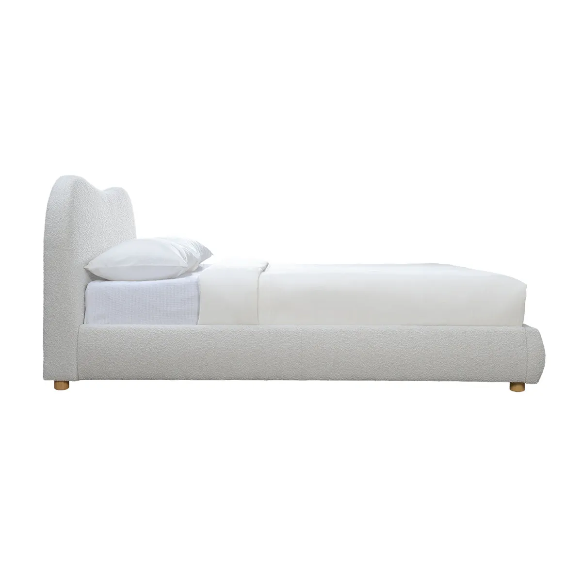 Cloud Boucle Queen Bed (Oak, Cream)