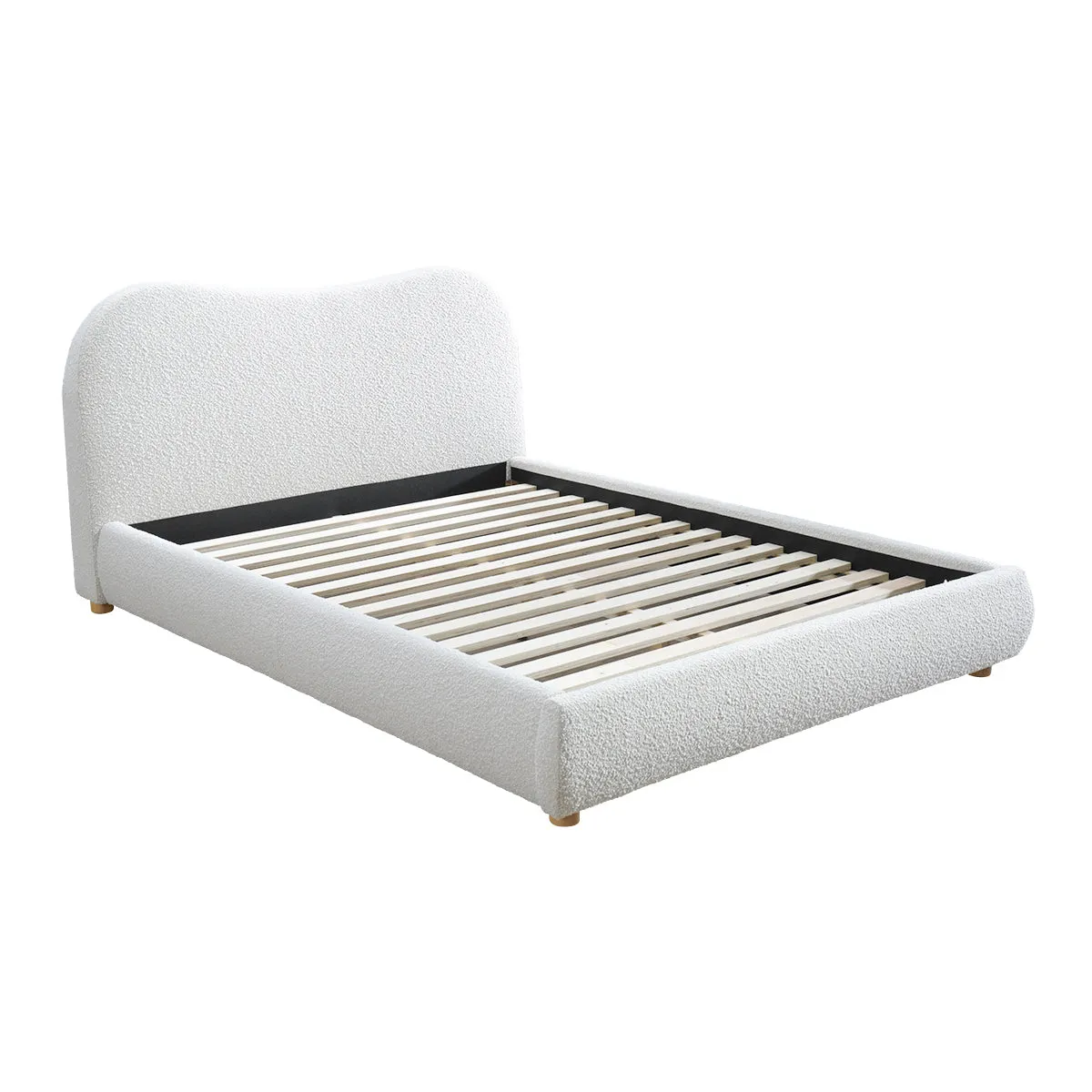 Cloud Boucle Queen Bed (Oak, Cream)