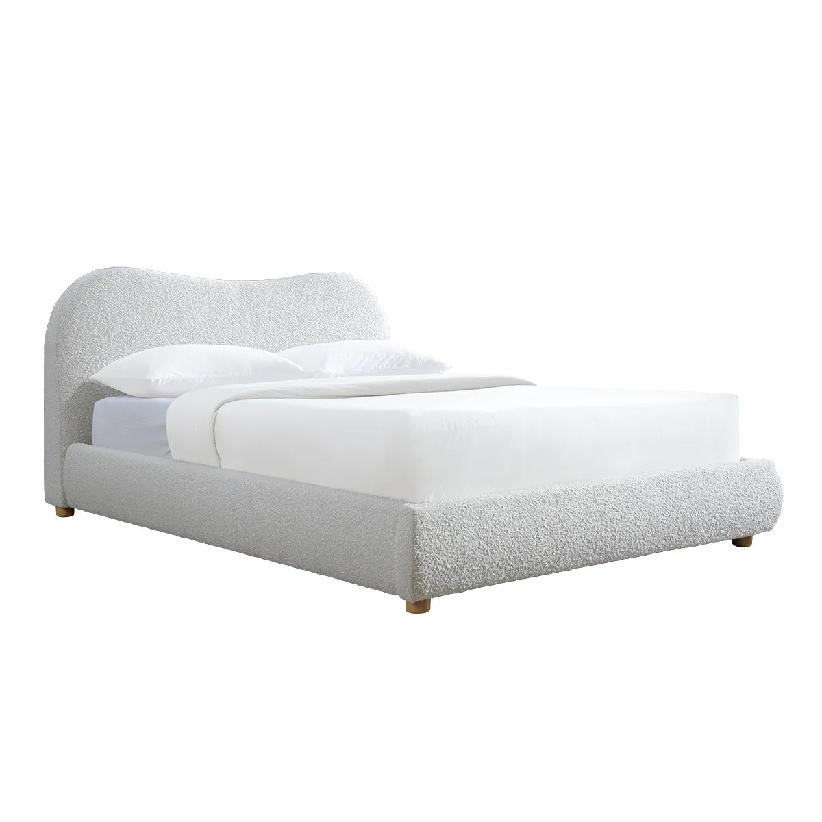 Cloud Boucle Queen Bed (Oak, Cream)