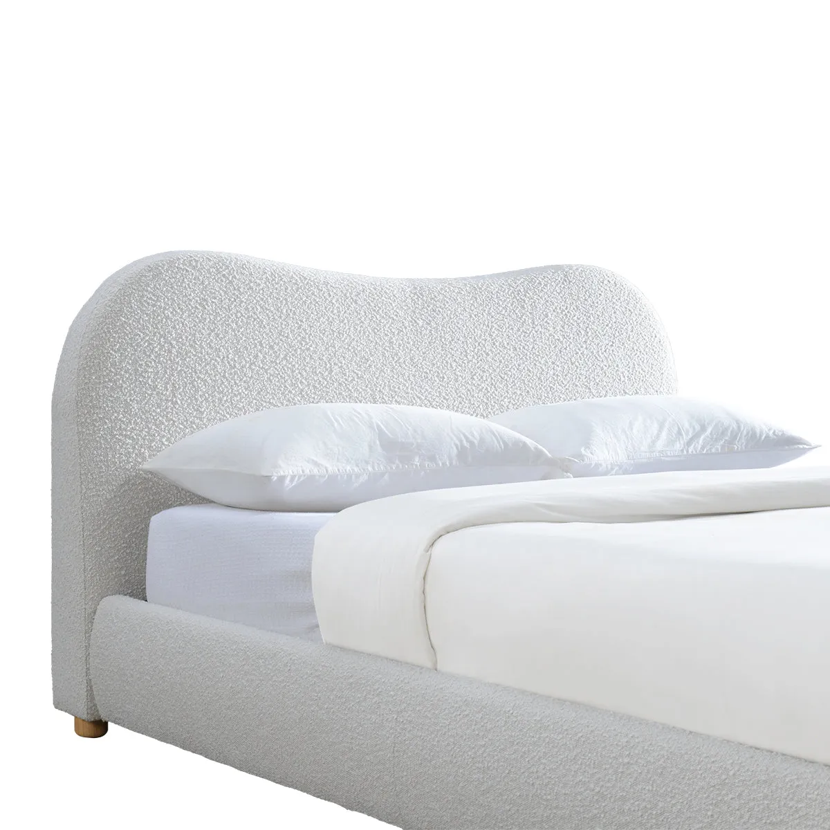 Cloud Boucle Queen Bed (Oak, Cream)