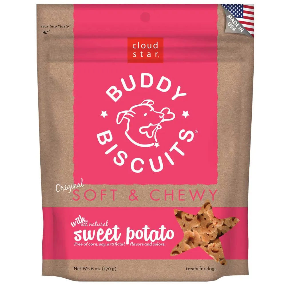 Cloud Star Soft and Chewy Buddy Biscuits, Sweet Potato Dog Treats 170g