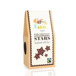 Cocoa Loco Dark Chocolate & Raspberry Stars 100g