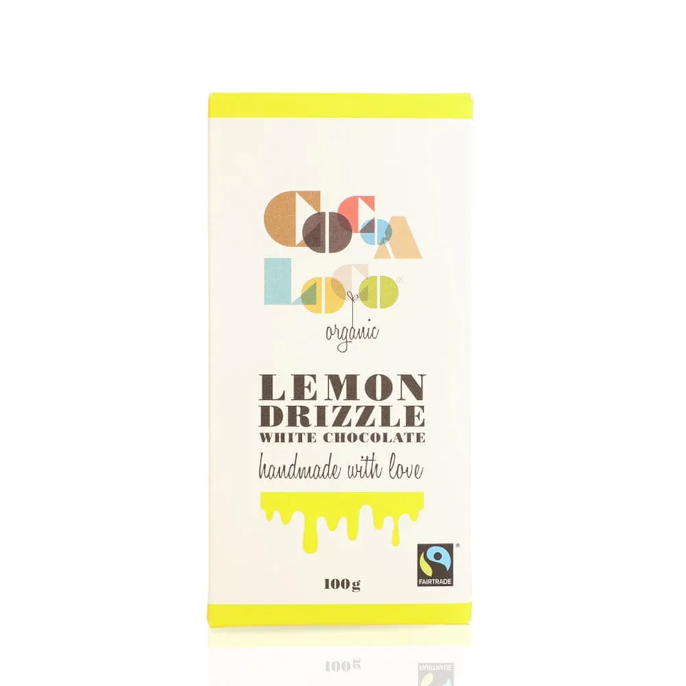 Cocoa Loco Lemon Drizzle White Chocolate Bar 100g