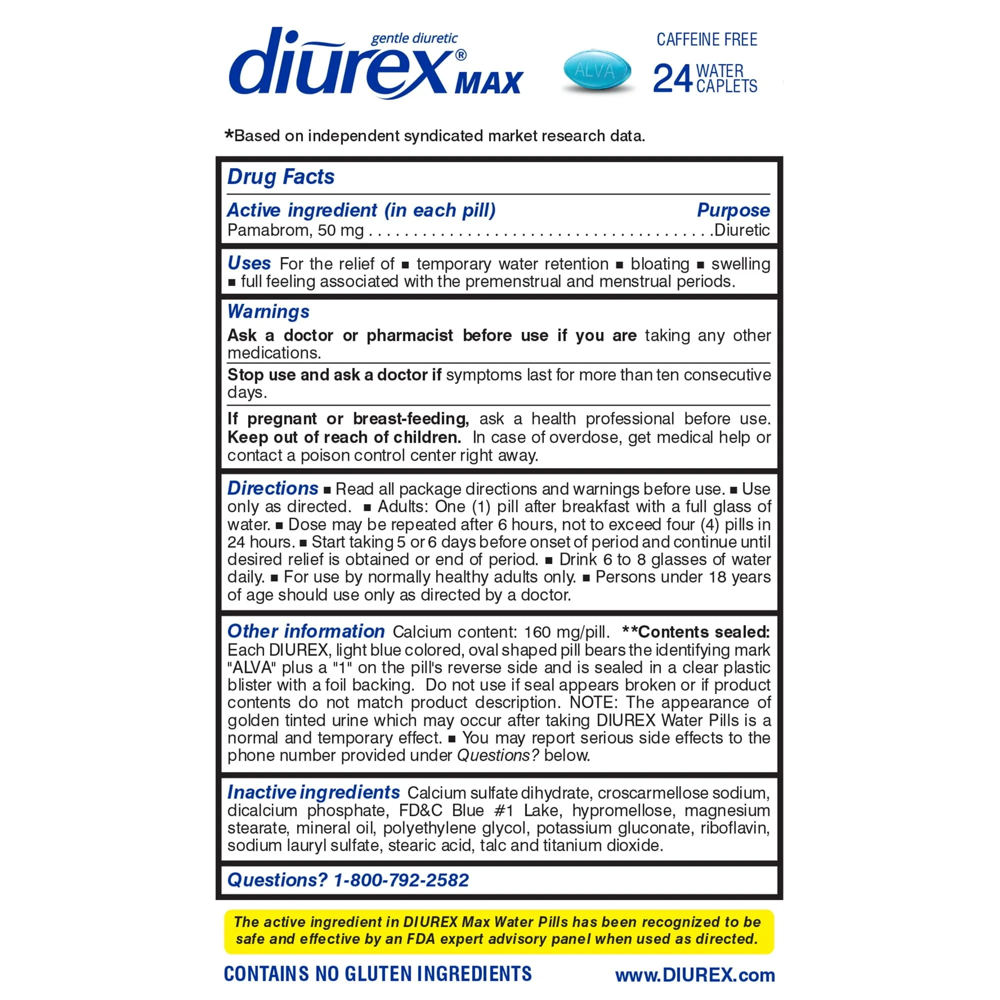Diurex Water Caffeine Free Capsules 24ct