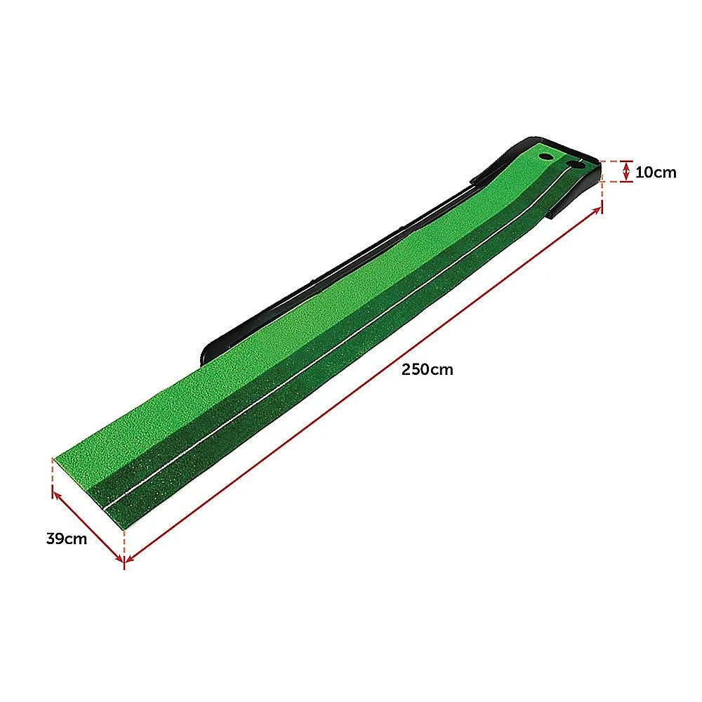 Durable Indoor-Outdoor Putting Green Mat 2 Holes, Putter & Balls