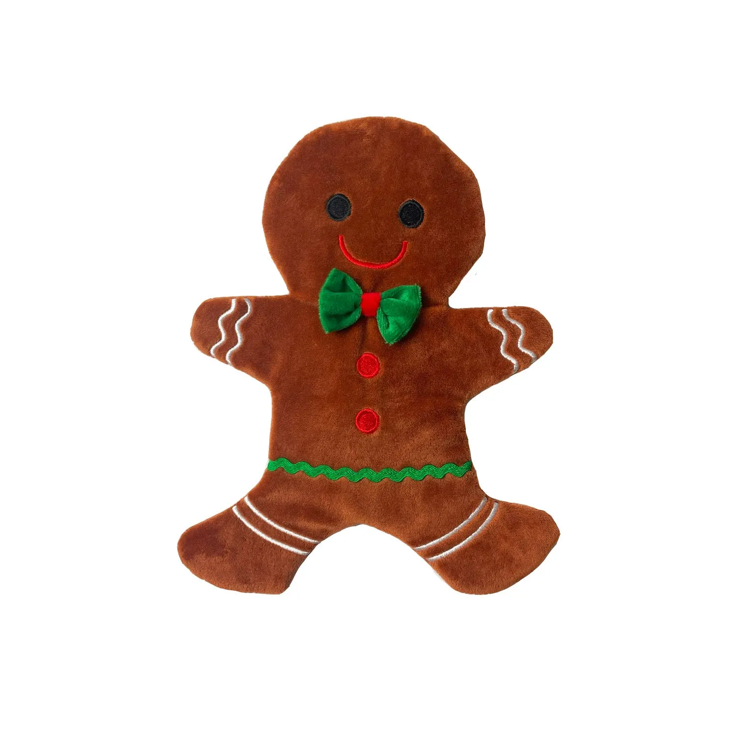 Flat Crinkle Gingerbread Man | No Squeak & No Stuffing Christmas Dog Toy by Happy Pet