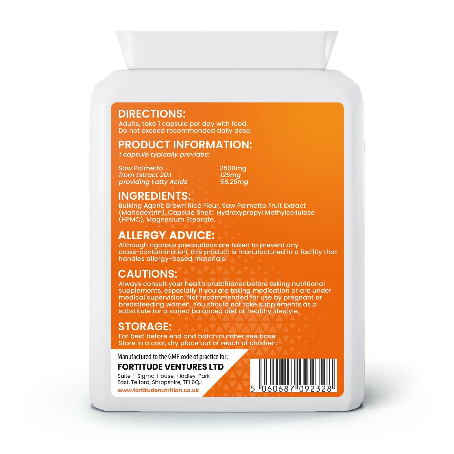 Fortitude Nutrition Saw Palmetto 2500mg 90 Vegan Capsules