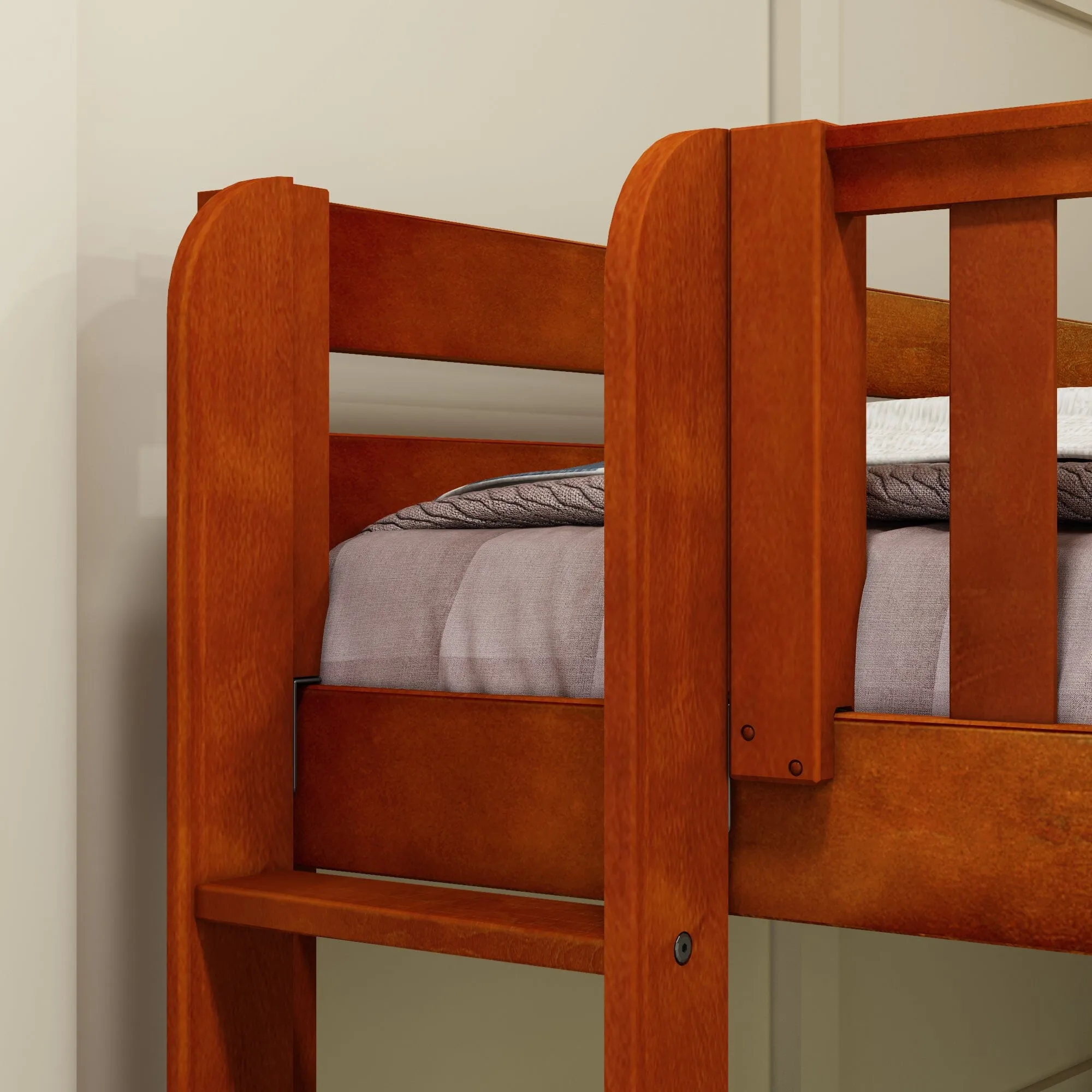 Full   Twin Medium Corner Bunk with Ladders on Ends