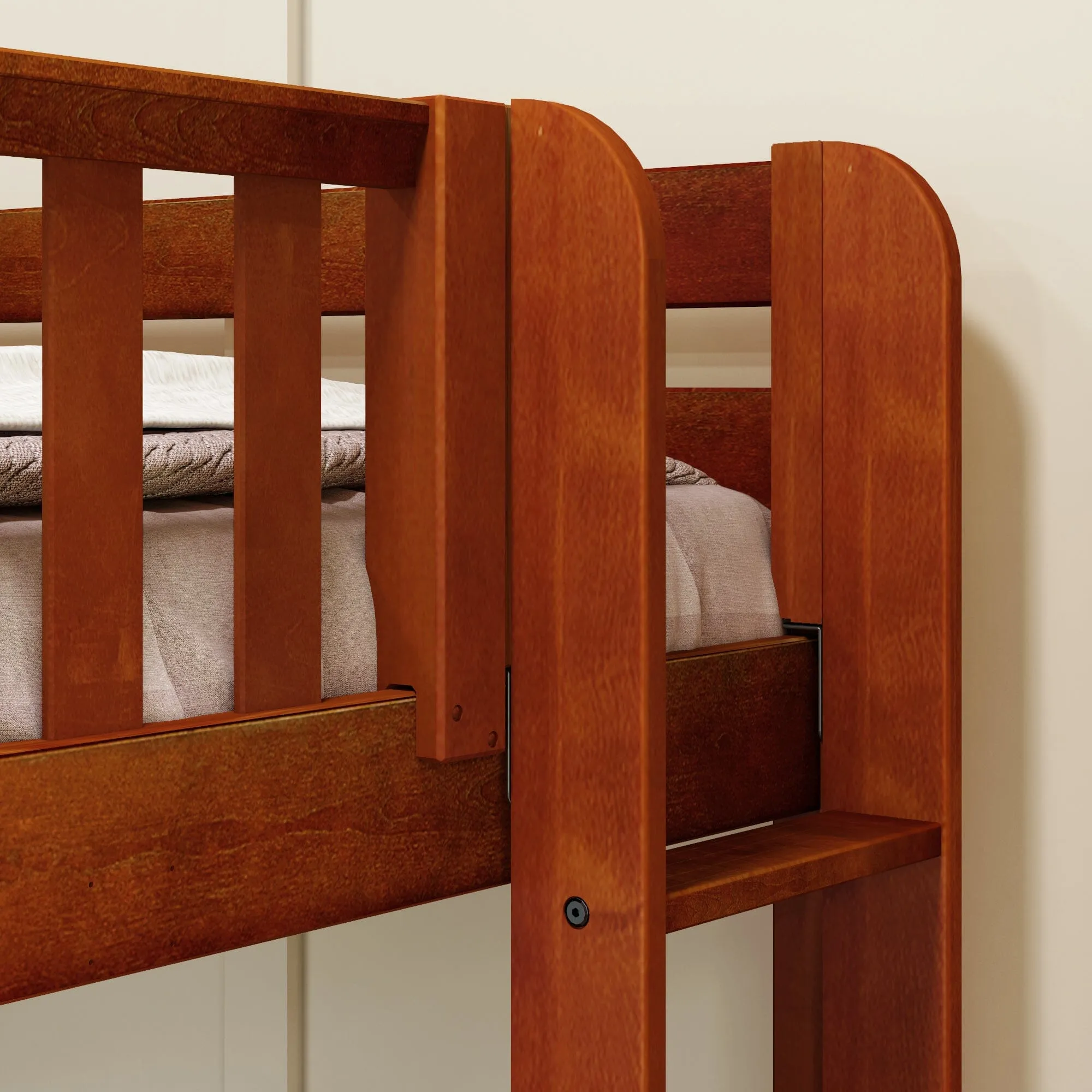 Full   Twin Medium Corner Bunk with Ladders on Ends