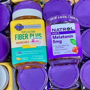 Garden of Life Dr. formulated Triple Action Fiber Plus Magnesium & Probiotics and Natrol Melatonin 5mg (20 Pcs Lot)