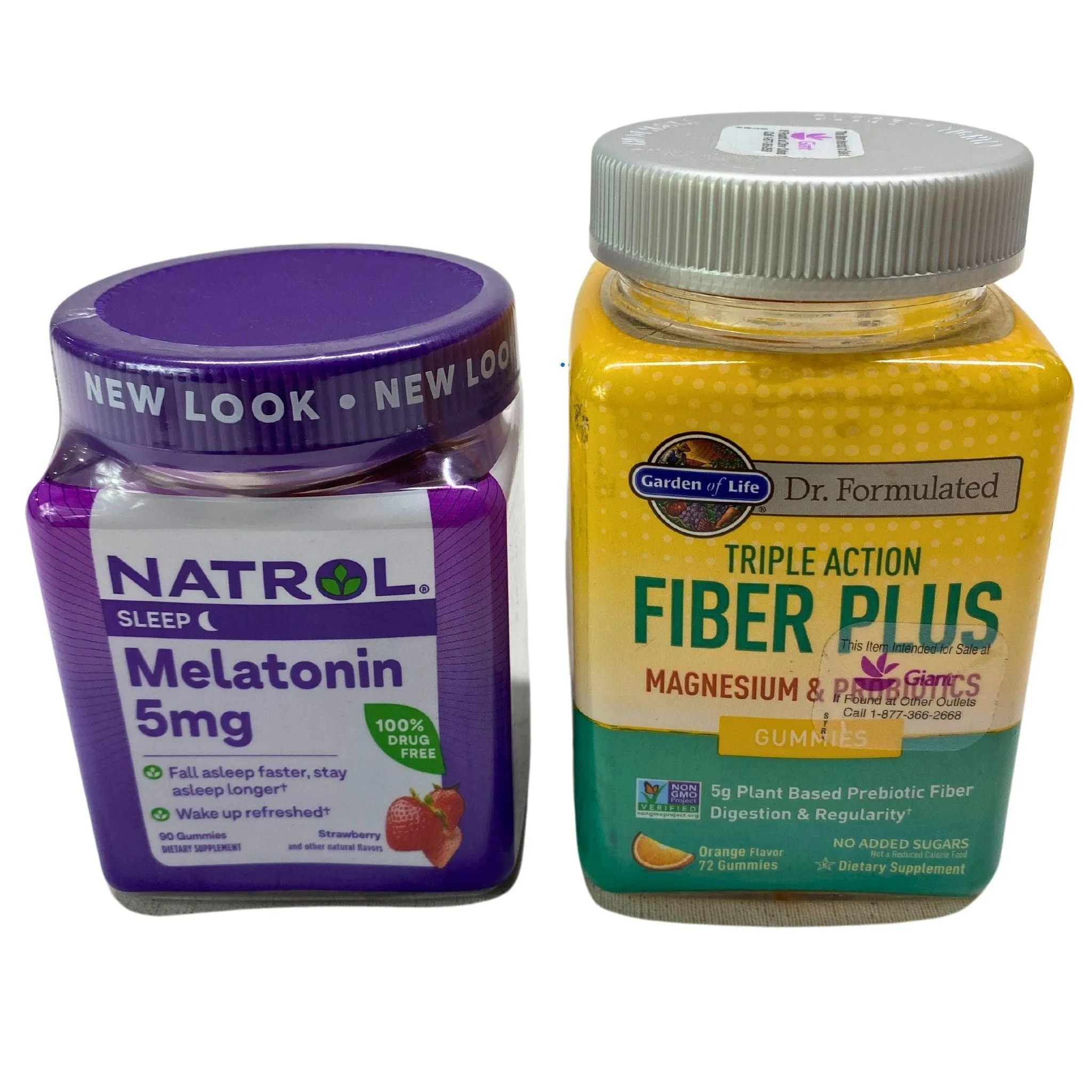 Garden of Life Dr. formulated Triple Action Fiber Plus Magnesium & Probiotics and Natrol Melatonin 5mg (20 Pcs Lot)