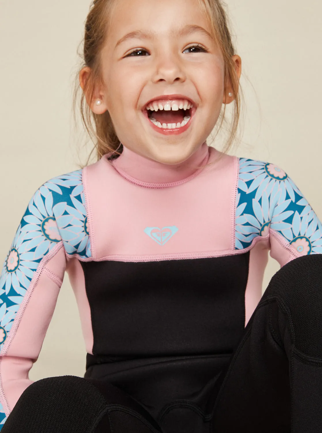 Girls 2-7 3/2mm Prologue Back Zip Wetsuit - Crystal Teal Sol Flower