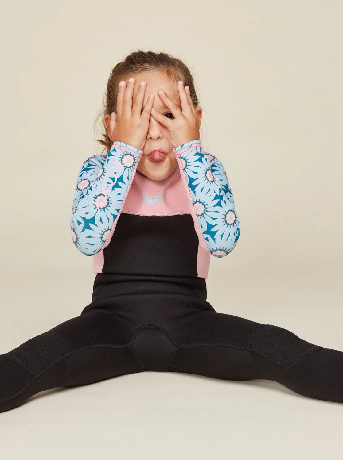 Girls 2-7 3/2mm Prologue Back Zip Wetsuit - Crystal Teal Sol Flower