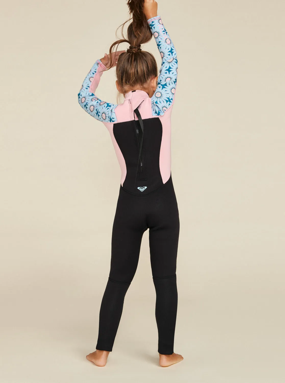 Girls 2-7 3/2mm Prologue Back Zip Wetsuit - Crystal Teal Sol Flower