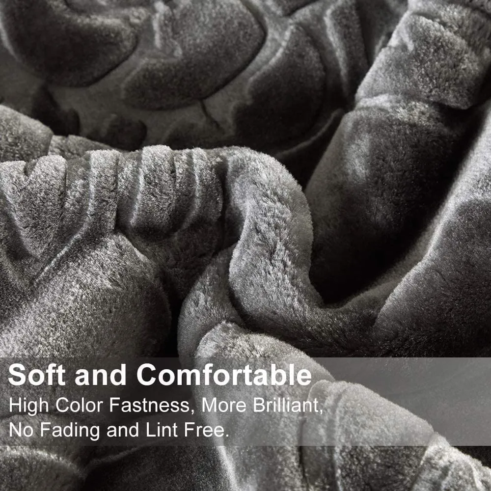 HomyReef 500 TC Winter/Mild-Winter Solid/Floral Light Weight Super Soft Warm Mink Single Bed Blanket for Winter (215 x 152 cm), Lightweight (Grey, Single Bed - 85x60 Inch)