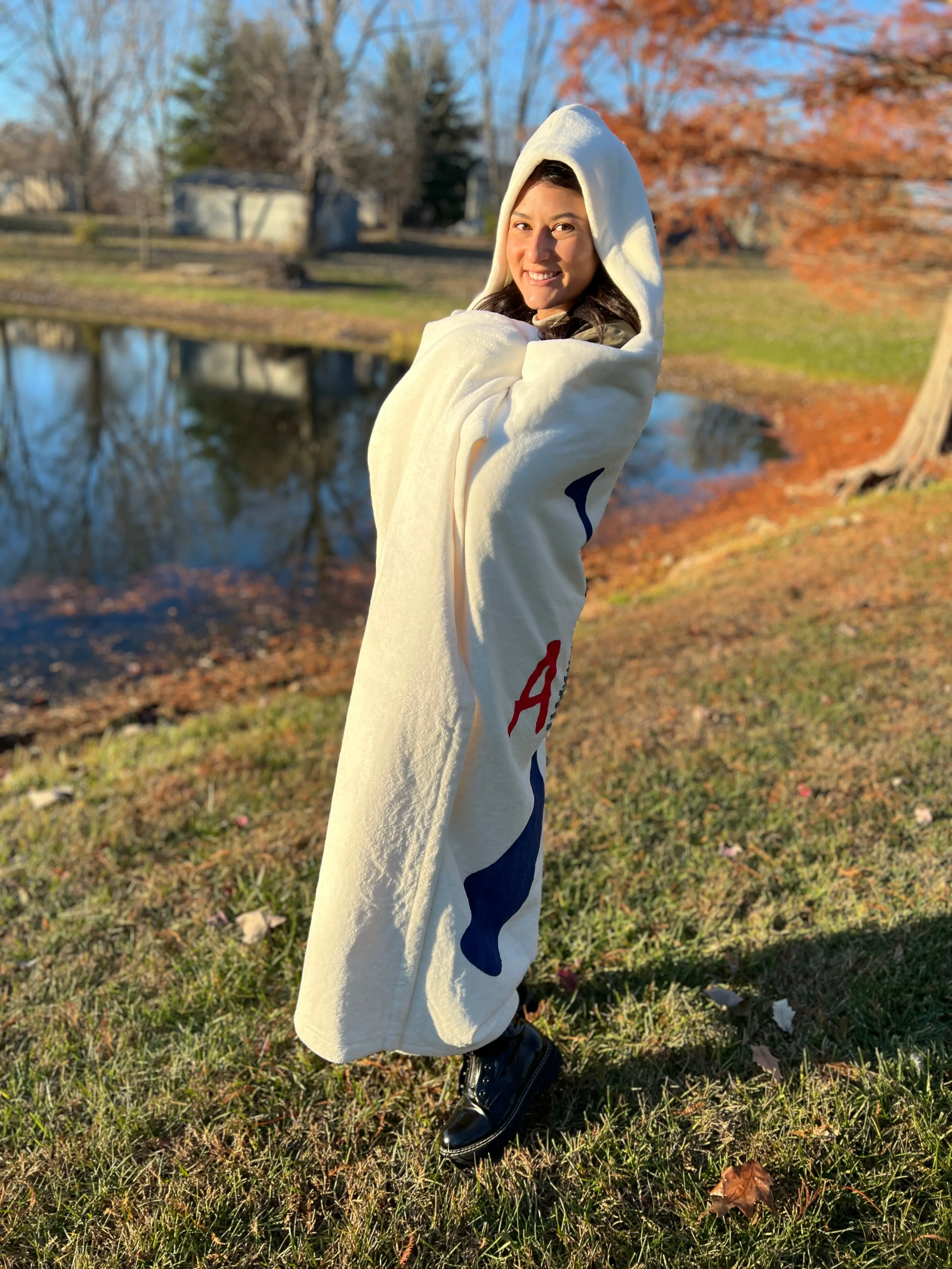 Hooded Lake Life Sherpa Fleece Boat Blanket