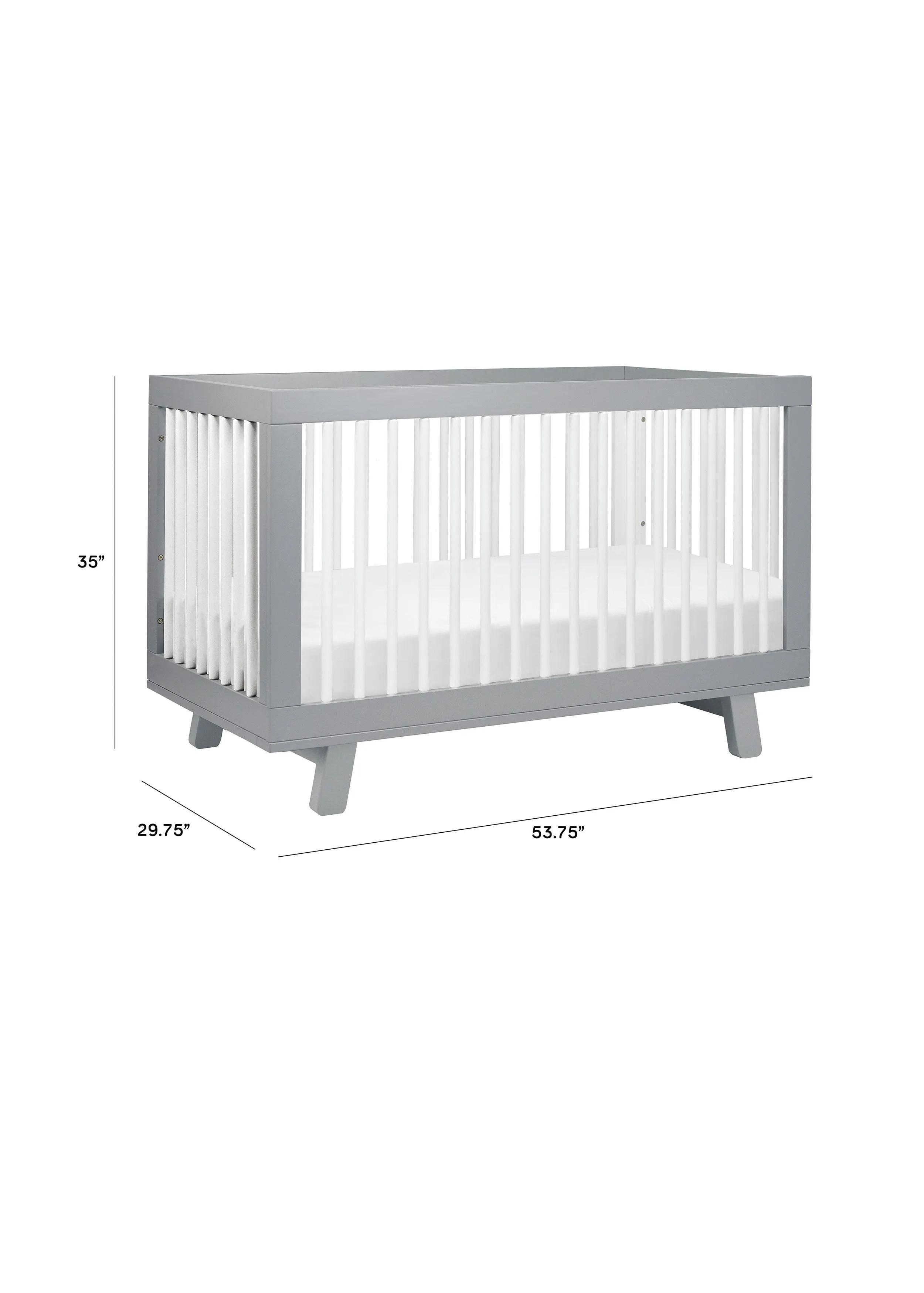 HUDSON 3-IN-1 CONVERTIBLE CRIB WITH TODDLER BED CONVERSION KIT - GREY/WHITE