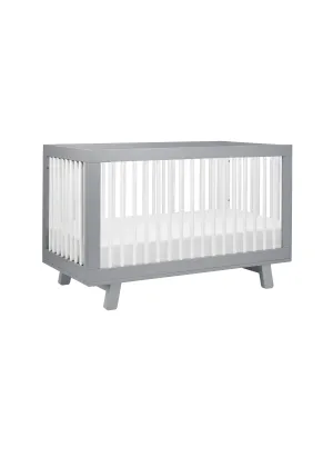 HUDSON 3-IN-1 CONVERTIBLE CRIB WITH TODDLER BED CONVERSION KIT - GREY/WHITE