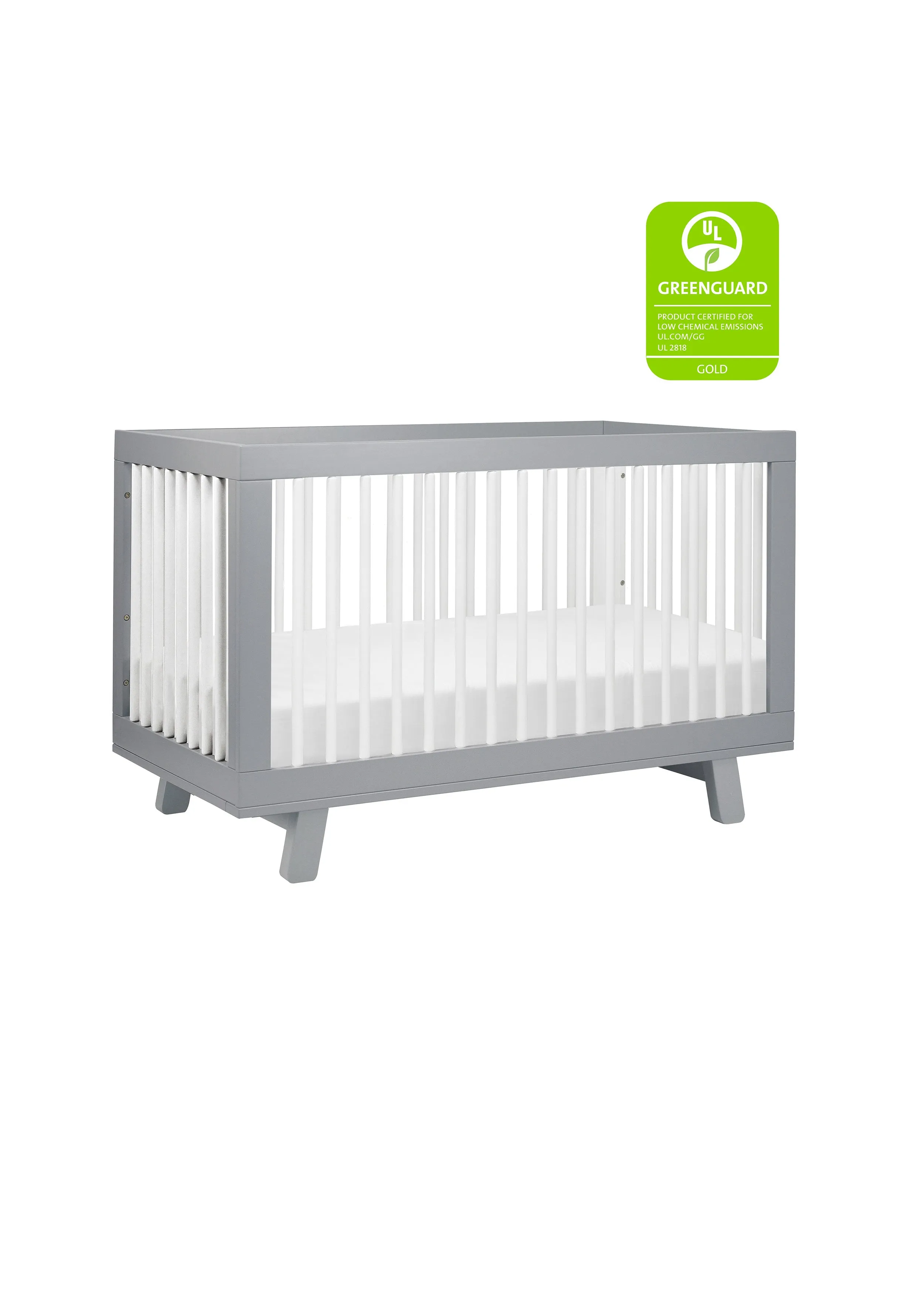 HUDSON 3-IN-1 CONVERTIBLE CRIB WITH TODDLER BED CONVERSION KIT - GREY/WHITE