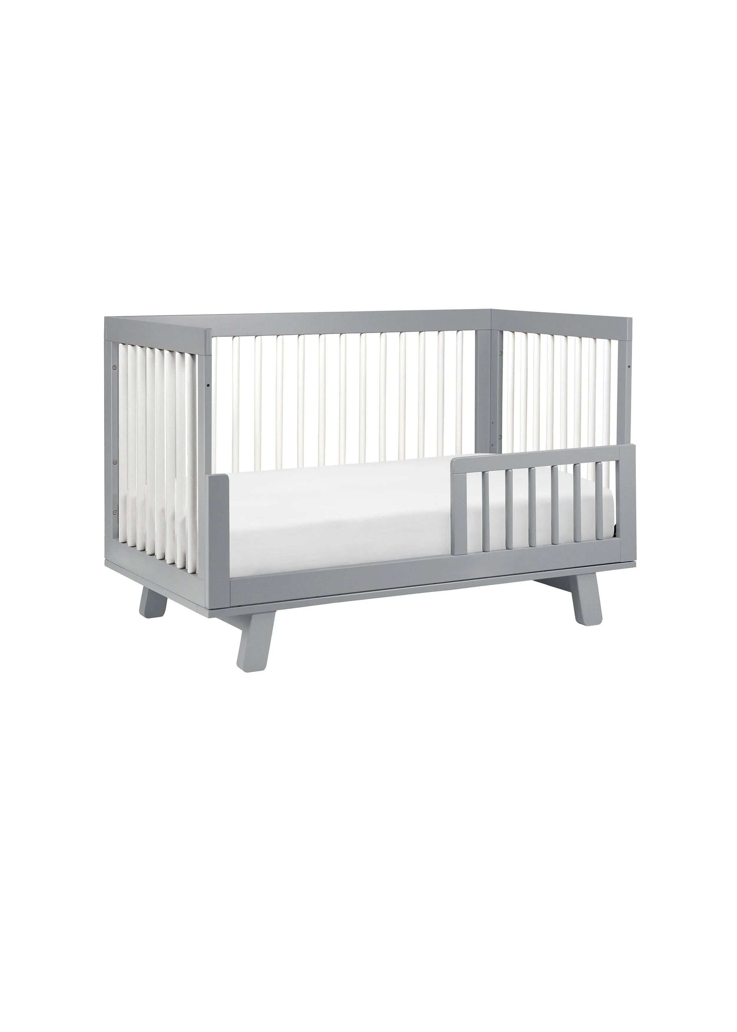 HUDSON 3-IN-1 CONVERTIBLE CRIB WITH TODDLER BED CONVERSION KIT - GREY/WHITE