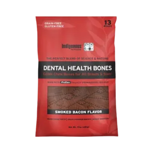 Indigenous Smoked Bacon Grain-Free Dental Dog Treats, Original 13ct