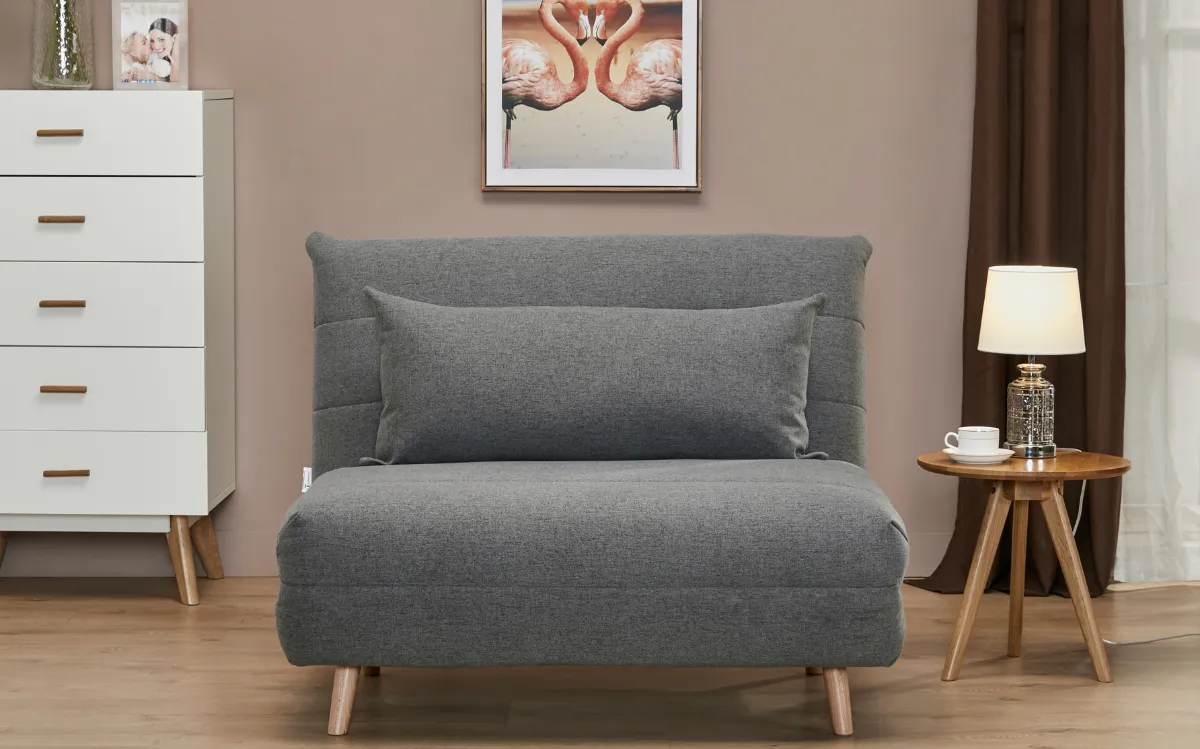 Kenny Fabric Sofa Bed - Dark Grey/Beige