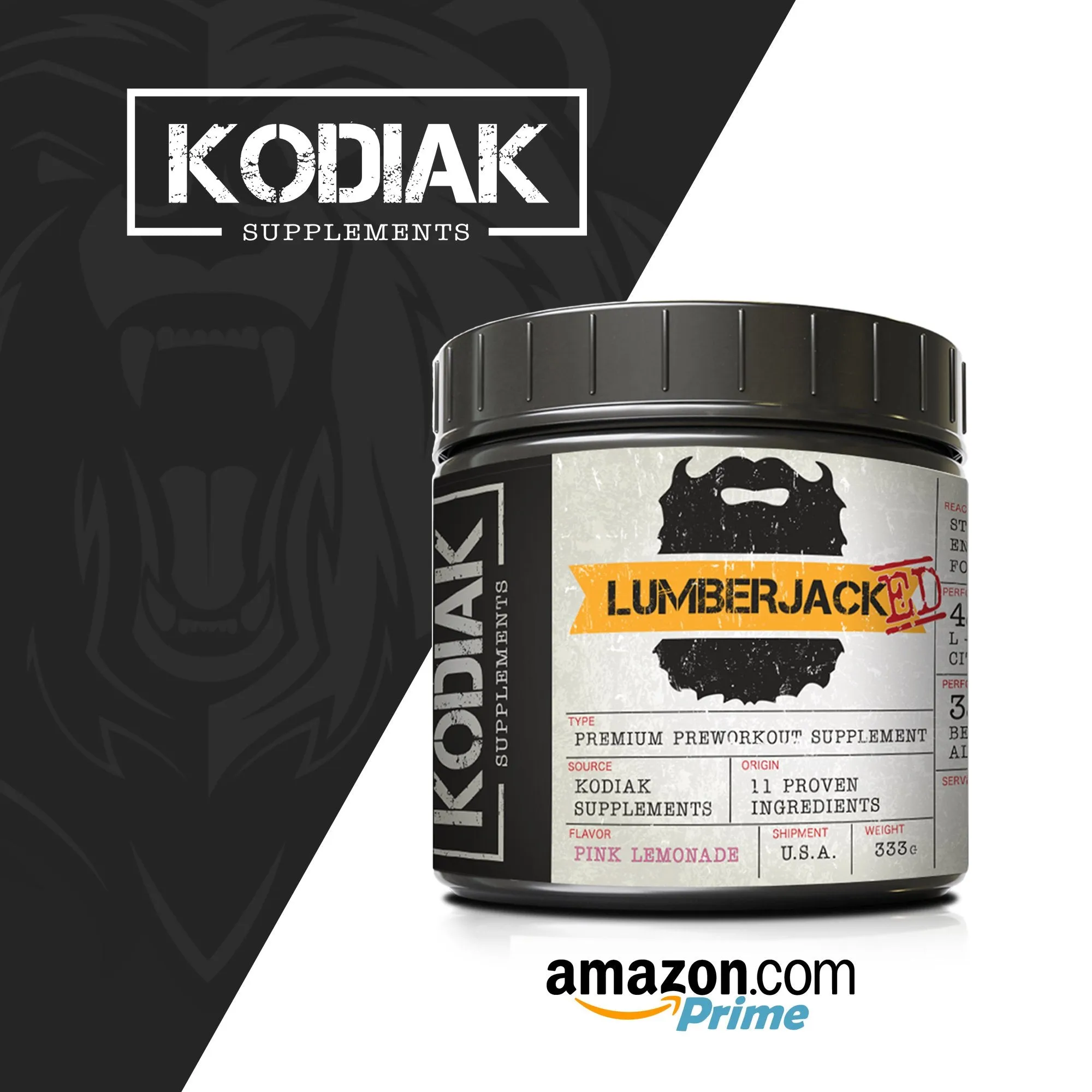 LUMBERJACKED Pre-Workout Supplement - 30 Servings - Better Pumps, Strength, Energy, and Focus - No Crash - Pink Lemonade