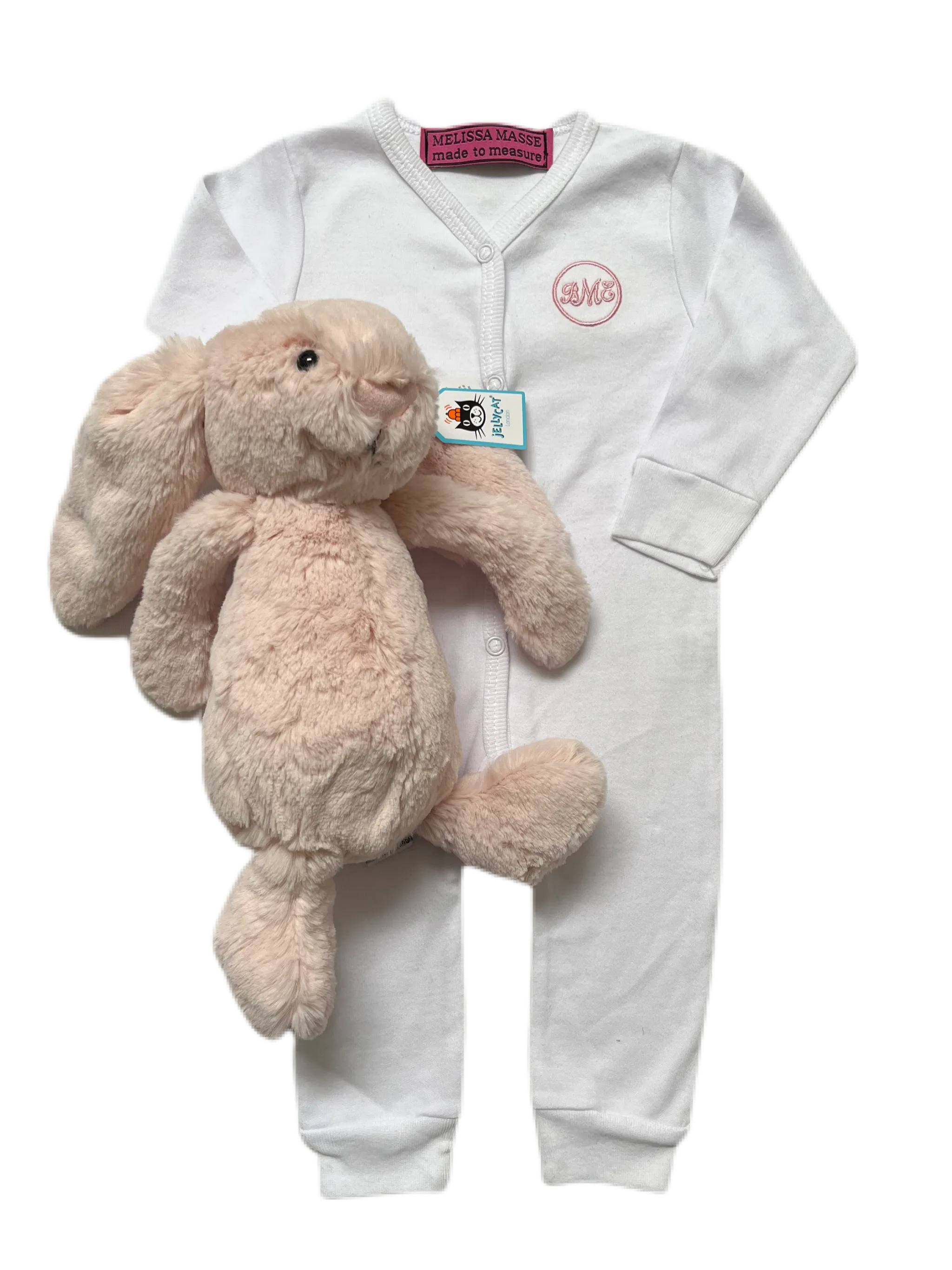Melissa Masse Monogram Plush Blanket, Monogram Onsie & Jellycat set