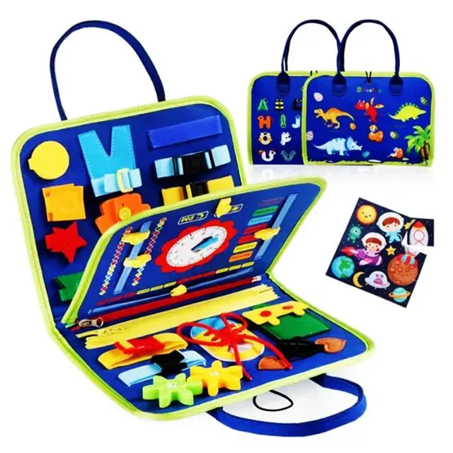 Montessori Busy Board: Enhancing Fine Motor Skills and Learning for Toddler Boys with Sensory Educational Activities and Travel Convenience