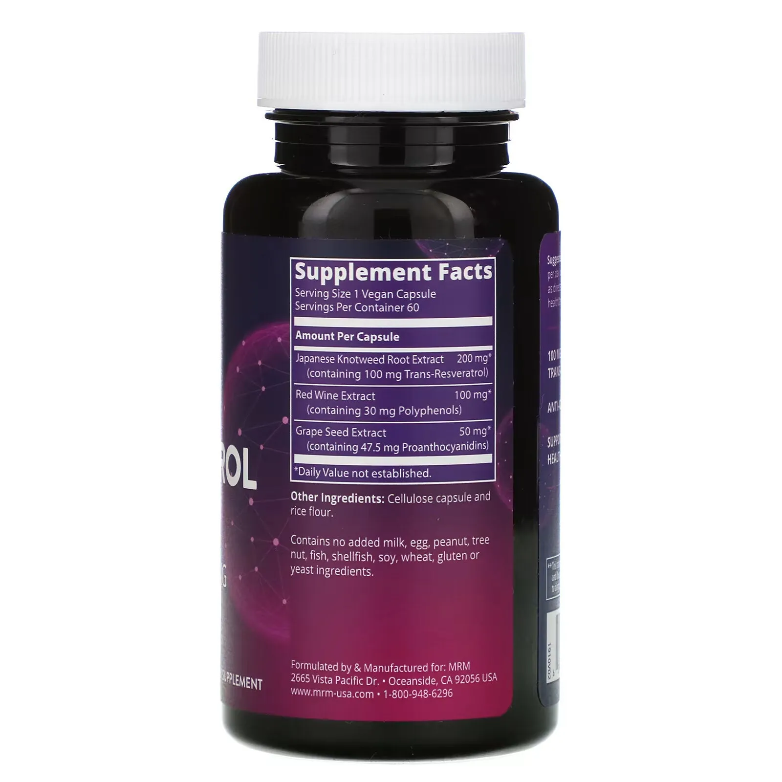 MRM Nutrition, Nutrition, Resveratrol, 60 Vegan Capsules