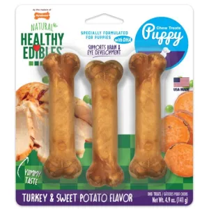Nylabone Healthy Edibles Natural Puppy Chews,Turkey & Sweet Potato Small/Regular 3-Pack