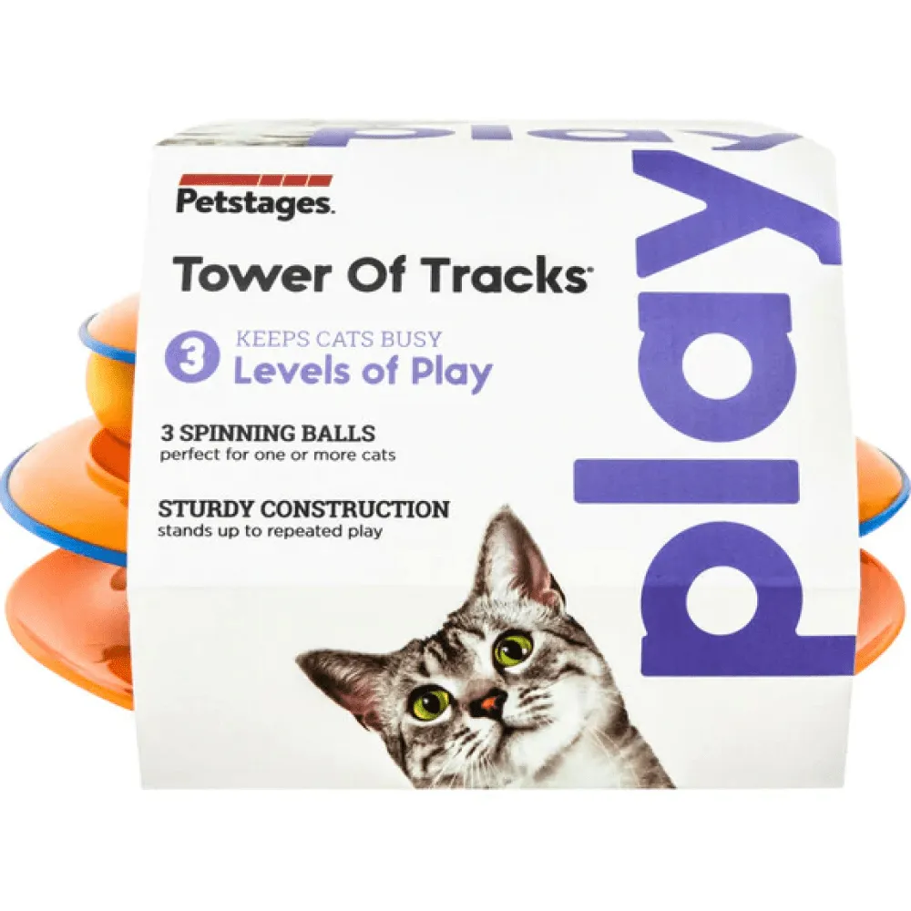 Outward Hound Tower of Track Three Level Active Toy for Cats (Orange)