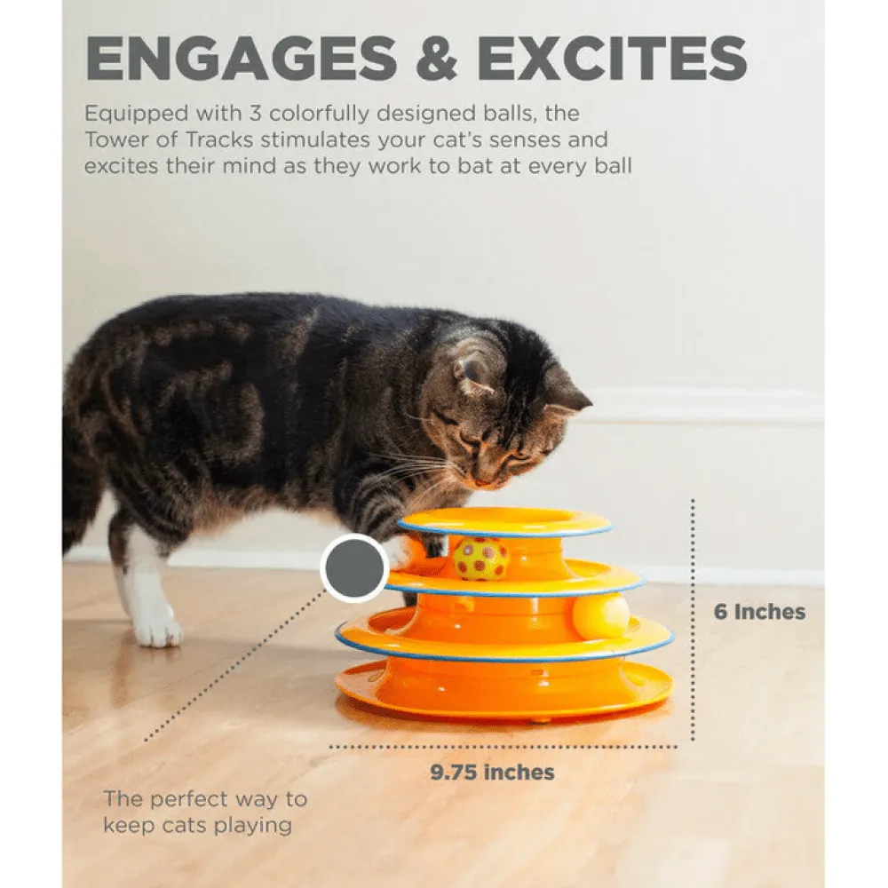 Outward Hound Tower of Track Three Level Active Toy for Cats (Orange)