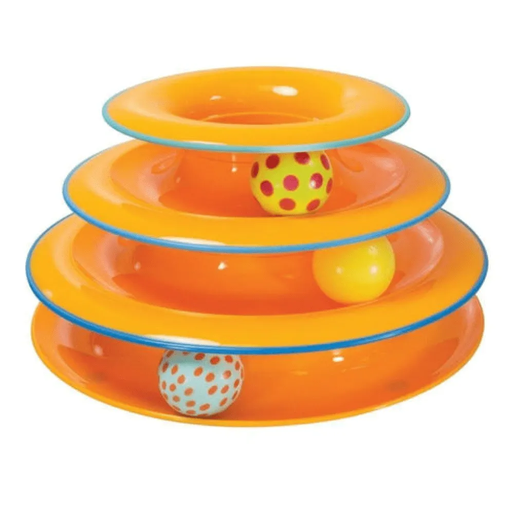 Outward Hound Tower of Track Three Level Active Toy for Cats (Orange)