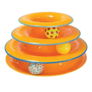 Outward Hound Tower of Track Three Level Active Toy for Cats (Orange)