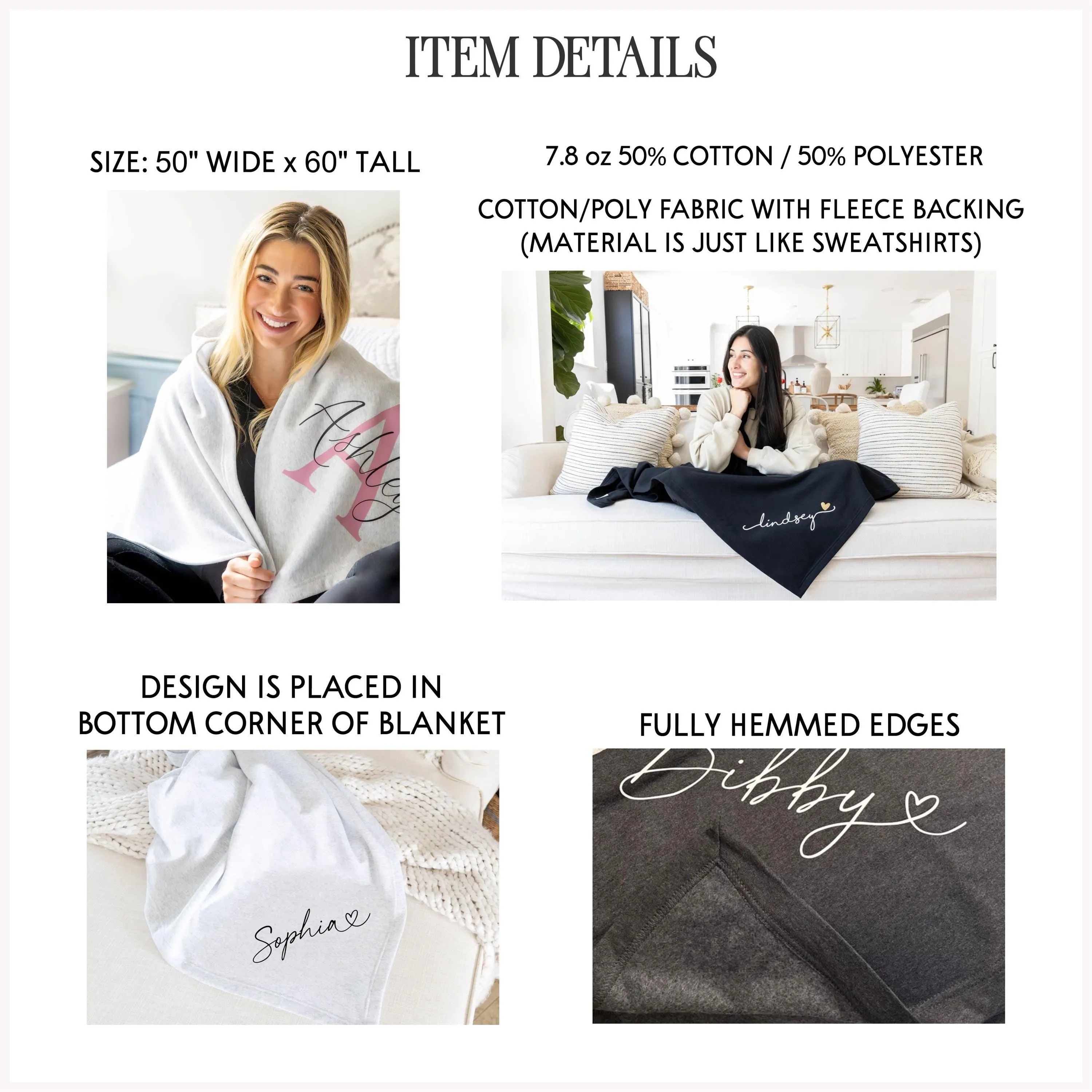 Personalized Blankets with Name | Custom Throw Blankets