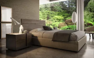 Plank Wooden Headboard Bed